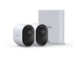 Arlo Ultra 2 2 camera kit with SmartHub in white facing right