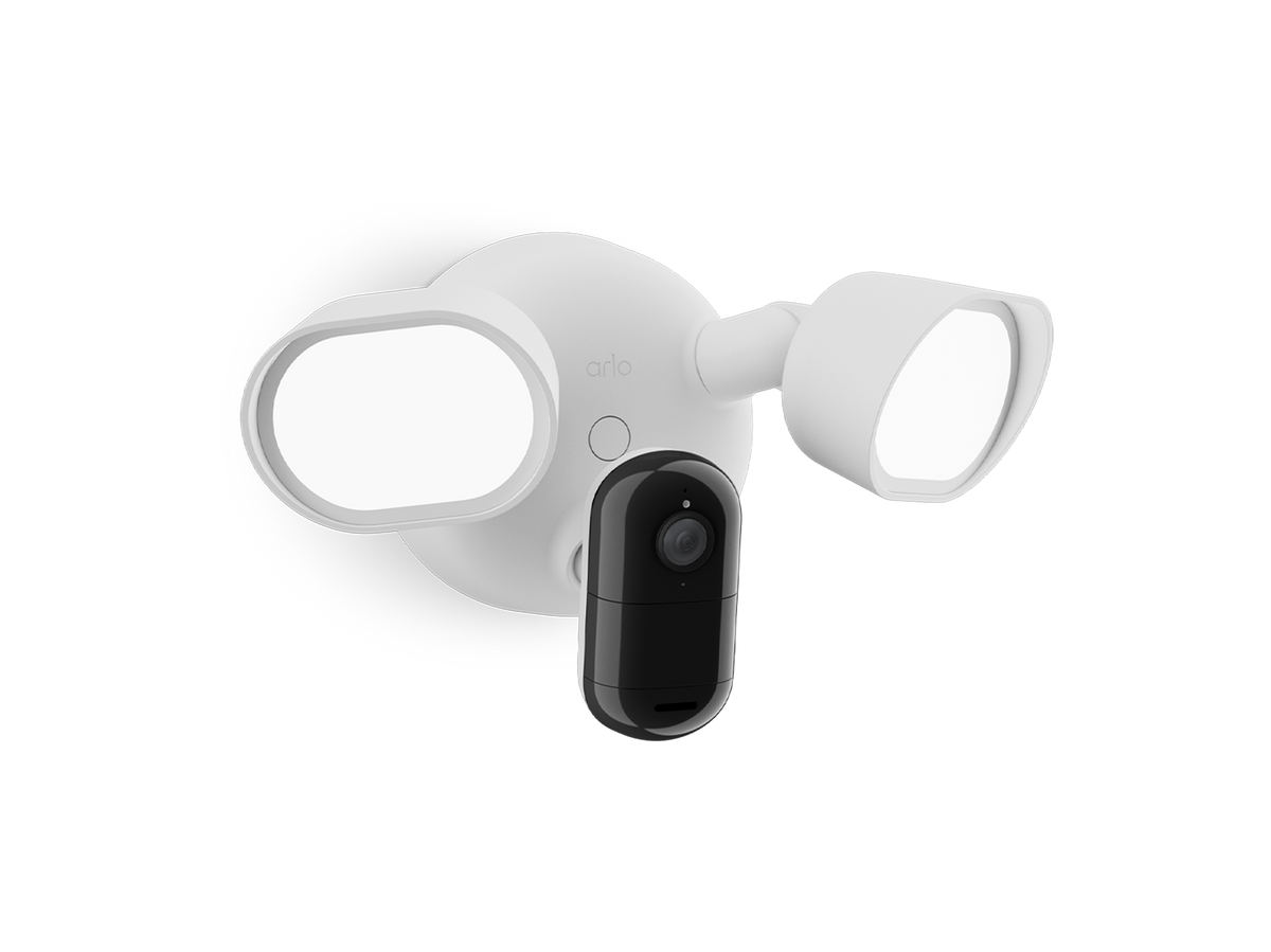 Arlo Wired Floodlight in white facing right