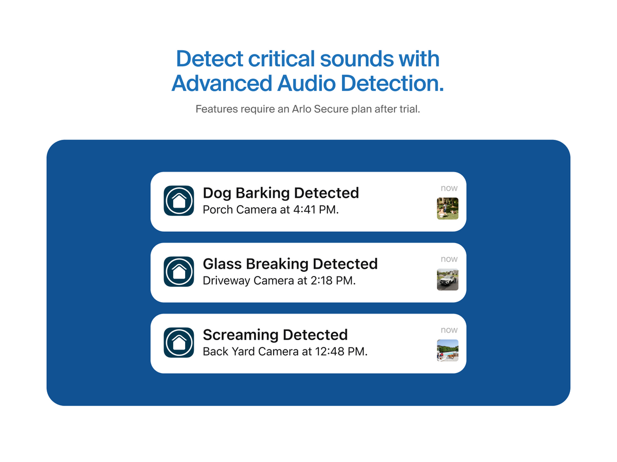Arlo Secure app Advanced Audio Detection benefits