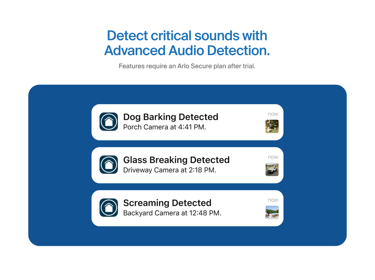 Arlo Secure app Advanced Audio Detection benefits