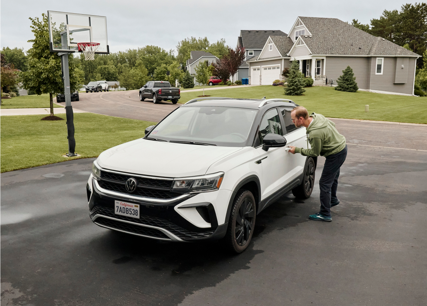 A man trying to break into a car