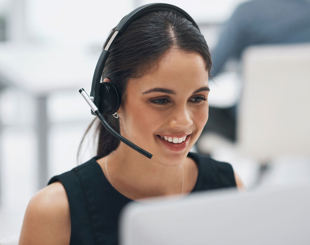 A customer service agent at a call center
