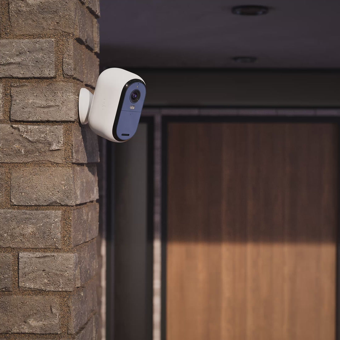 Arlo Essential 3rd Gen camera mounted outside of a house animation