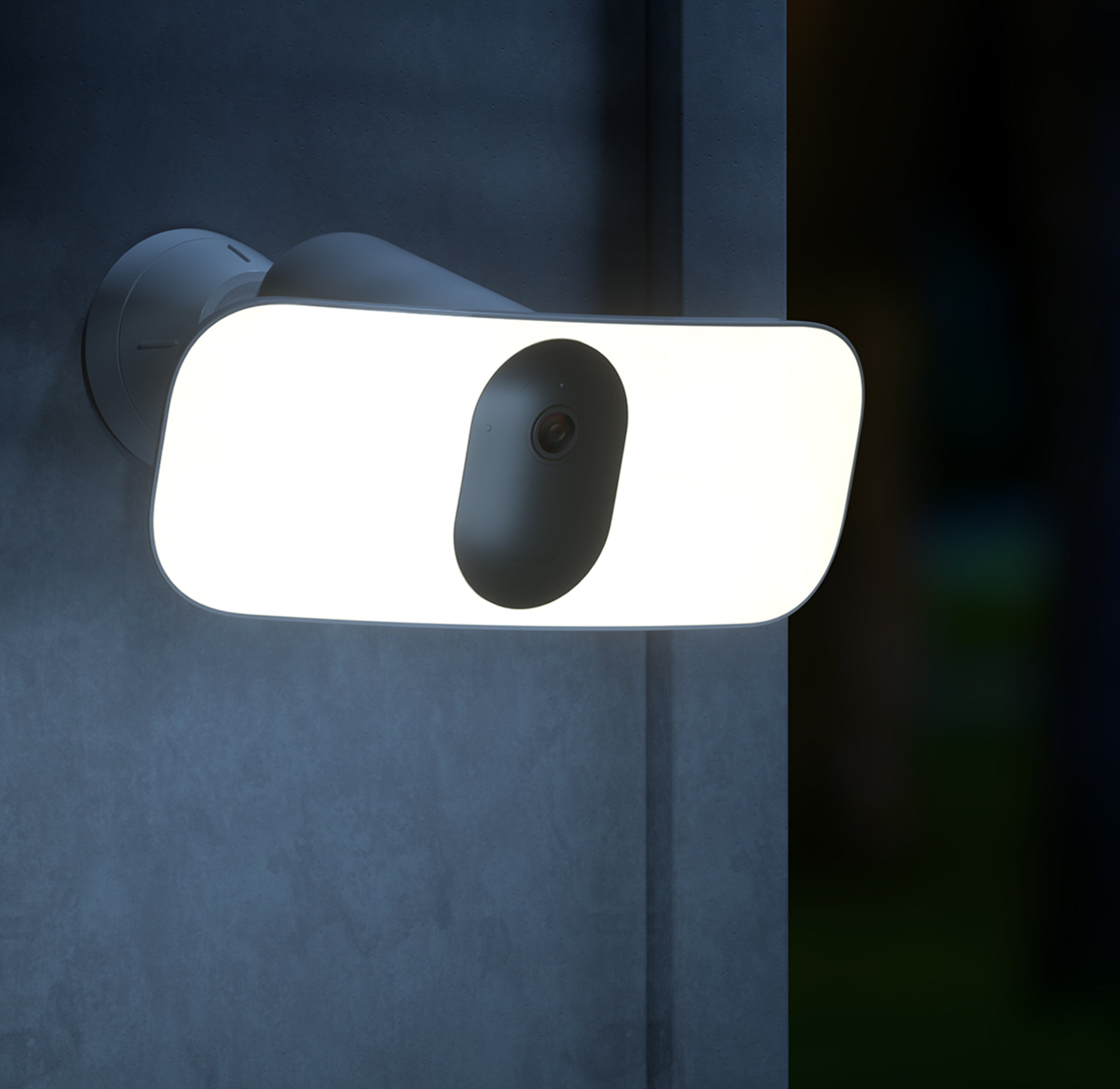 Wireless Floodlight illuminated at night